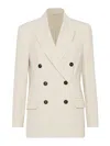 Brunello Cucinelli Ribbed Blazer Structured Shoulders In Blanco