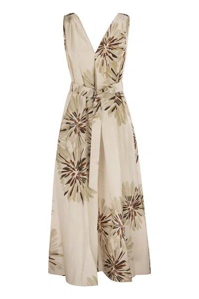 Brunello Cucinelli Cotton Blend Dress In Brown