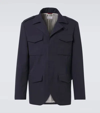 Brunello Cucinelli Cotton-blend Field Jacket In Blue