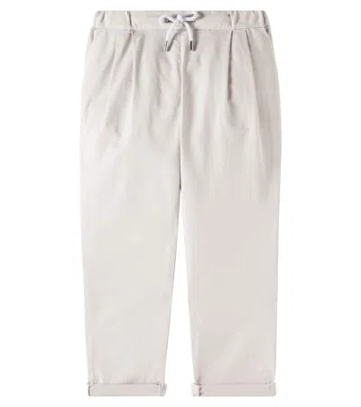 Brunello Cucinelli Kids' Cotton-blend Gabardine Pants In Juta