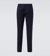 Brunello Cucinelli Cotton-blend Gabardine Slim Pants In Blue