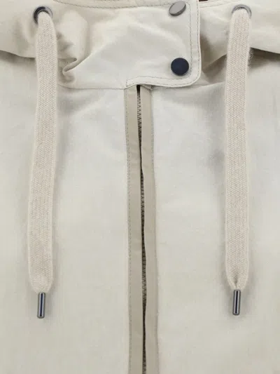 Brunello Cucinelli Cotton Blend Hooded Jacket In White
