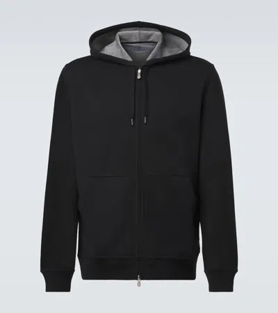 Brunello Cucinelli Logo-embroidered Zip-up Hoodie In Black