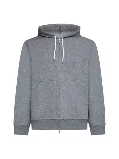 Brunello Cucinelli Cotton Blend Hoodie In Grey