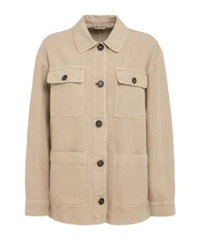 Brunello Cucinelli Cotton Blend Jacket In Brown