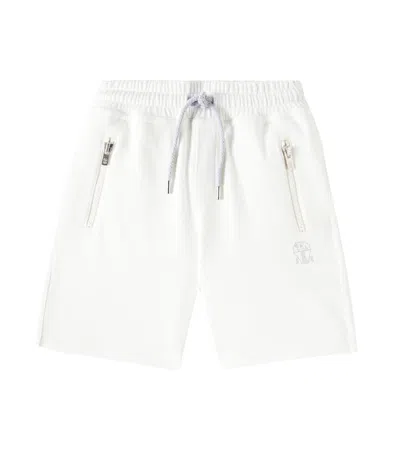 Brunello Cucinelli Kids' Cotton-blend Jersey Sweatshorts In White
