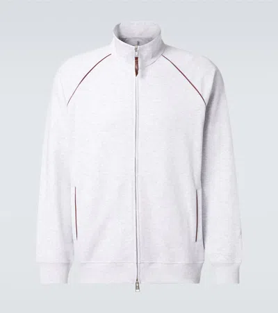 Brunello Cucinelli Cotton-blend Jersey Track Jacket In Grey