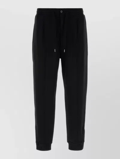 Brunello Cucinelli Cotton Blend Joggers Cuffed Hem Side Pockets In Black