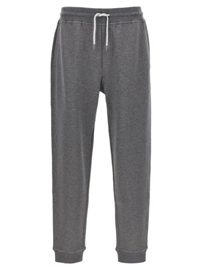 Brunello Cucinelli Cotton Blend Joggers In Gray