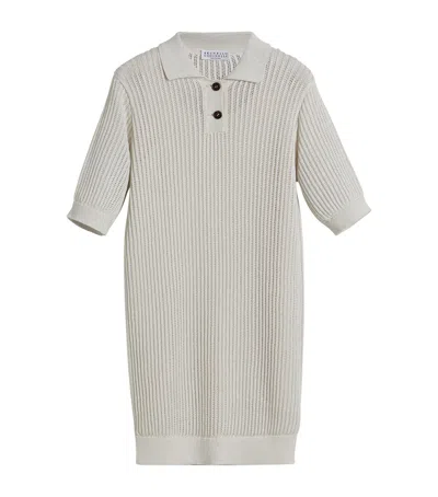 Brunello Cucinelli Kids' Cotton-blend Knit Polo Dress