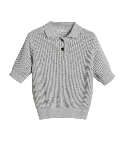 Brunello Cucinelli Kids' Cotton-blend Knit Polo Shirt