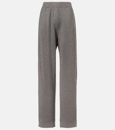 BRUNELLO CUCINELLI COTTON-BLEND LAMÉ WIDE-LEG PANTS