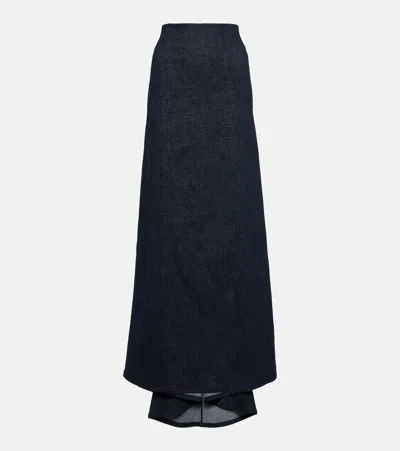 Brunello Cucinelli Cotton-blend Maxi Skirt In Blue