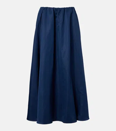 Brunello Cucinelli Cotton-blend Midi Skirt In Blue