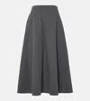 Brunello Cucinelli Cotton-blend Midi Skirt In Grey