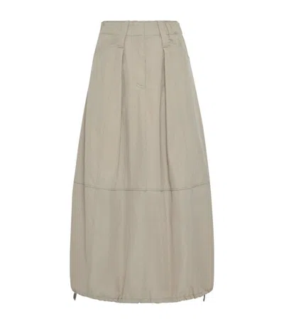 Brunello Cucinelli Drawstring Midi Skirt In Nude