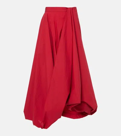 Brunello Cucinelli Cotton-blend Midi Skirt In Red