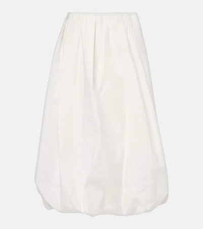 Brunello Cucinelli Cotton-blend Midi Skirt In White