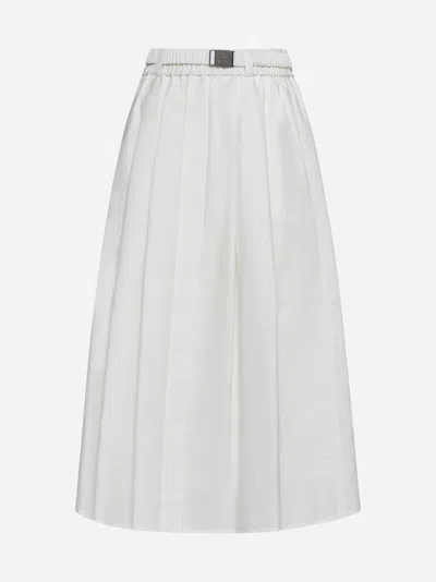 Brunello Cucinelli Cotton-blend Midi Skirt In White