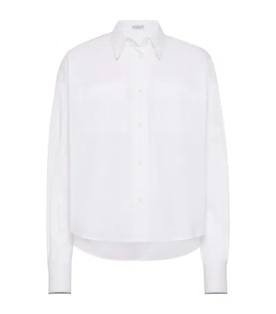Brunello Cucinelli Cotton-blend Monili Shirt In White