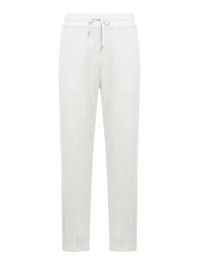 Brunello Cucinelli Cotton Blend Pinstriped Trousers In Grey