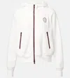 Brunello Cucinelli Logo Crest Piquet Fleece Hooded Jacket In White