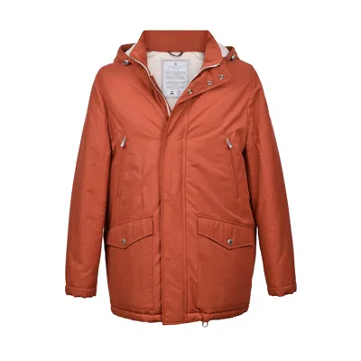 Brunello Cucinelli Rust Cotton Blend Puffer Jacket In Brown