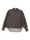 Brunello Cucinelli Cotton Blend Shirt Metallic Finish In Blue