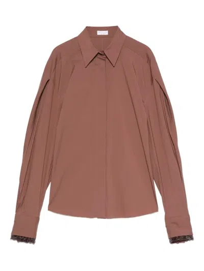 Brunello Cucinelli Cotton Blend Shirt In Brown