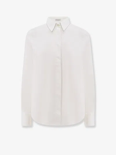 Brunello Cucinelli Cotton Blend Shirt In White