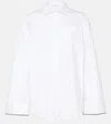 Brunello Cucinelli Oversized White Shirt With Contrasting Hem In Cotton Blend Woman In White