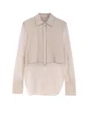 Brunello Cucinelli Women Cotton Blend Shirt With Monili Detail In Brown