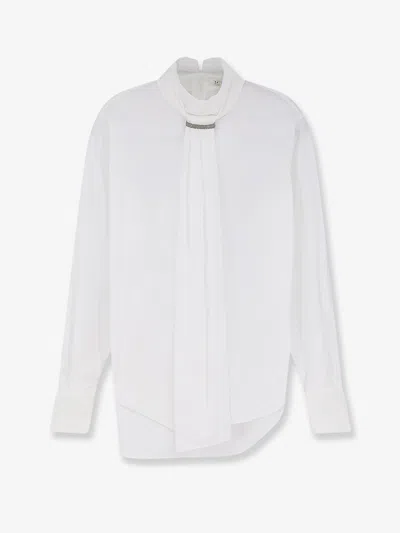 Brunello Cucinelli Cotton Blend Shirt With Monili Detail In White