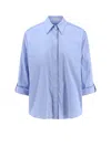 Brunello Cucinelli Poplin Shirt In Blue