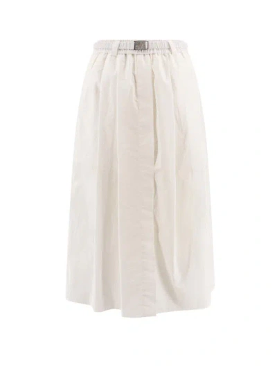 Brunello Cucinelli Cotton Blend Skirt With Belt In White