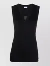 Brunello Cucinelli Cotton Blend Sleeveless V-neck Tank In Black