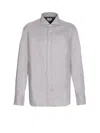 Brunello Cucinelli Chevron Motif Flannel Shirt With Button-down Collar In Gray
