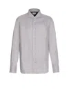 Brunello Cucinelli Chevron Motif Flannel Shirt With Button-down Collar In Gray