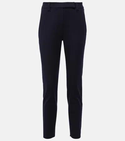 Brunello Cucinelli Cotton-blend Slim Pants In Blue