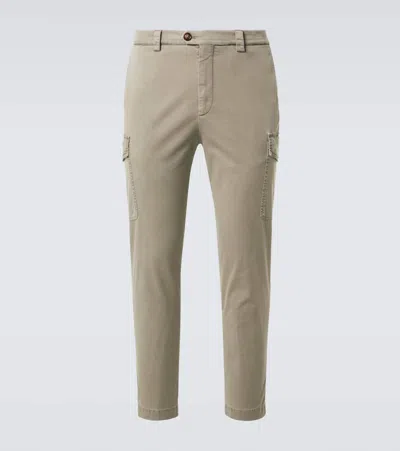 Brunello Cucinelli Cotton Cargo Trousers With Side And Back Pockets In Neutral