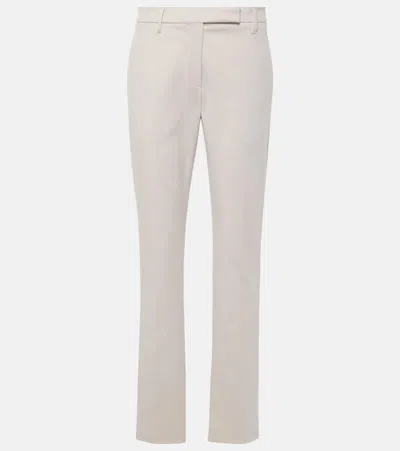 Brunello Cucinelli Cotton-blend Slim Trousers In Neutrals