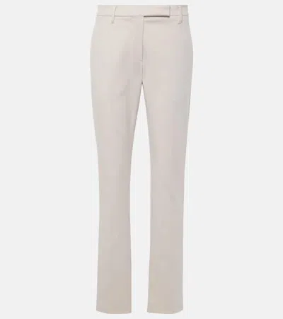 Brunello Cucinelli Cotton-blend Slim Pants In Neutrals