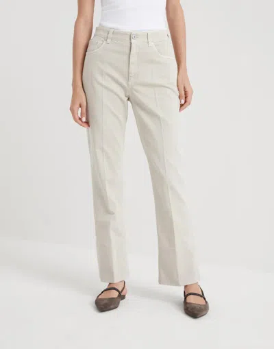 Brunello Cucinelli Cotton Blend Straight Leg Trousers In Neutral