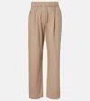 Brunello Cucinelli Cotton-blend Straight Pants In Brown