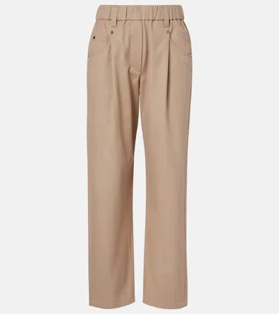 Brunello Cucinelli Cotton-blend Straight Pants In Brown