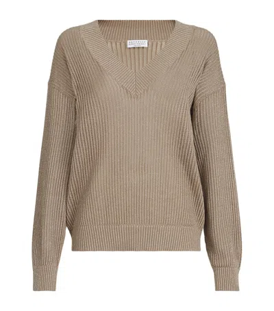 Brunello Cucinelli Cotton-blend Sweater In Blue