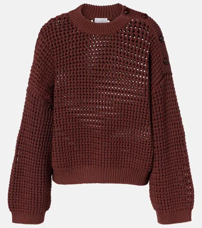 Brunello Cucinelli Cotton-blend Sweater In Brown