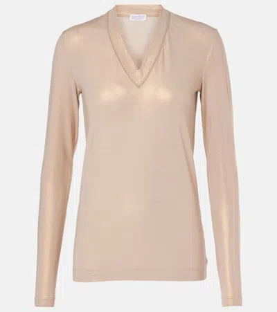 Brunello Cucinelli Monili Chain-detail Lurex Top In Pink