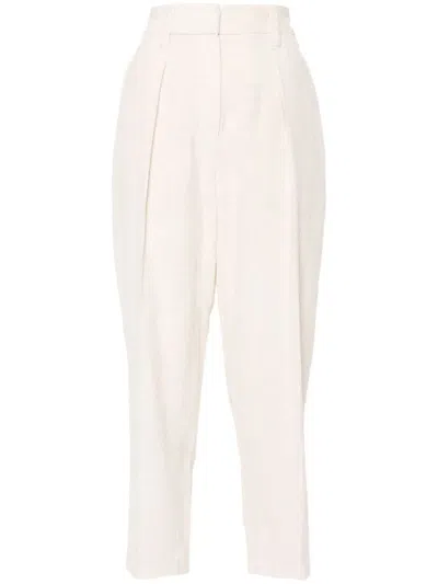 Brunello Cucinelli Cotton Blend Trousers In Blanco