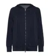 Brunello Cucinelli Cotton-blend Two-way Zip Hoodie In Blue